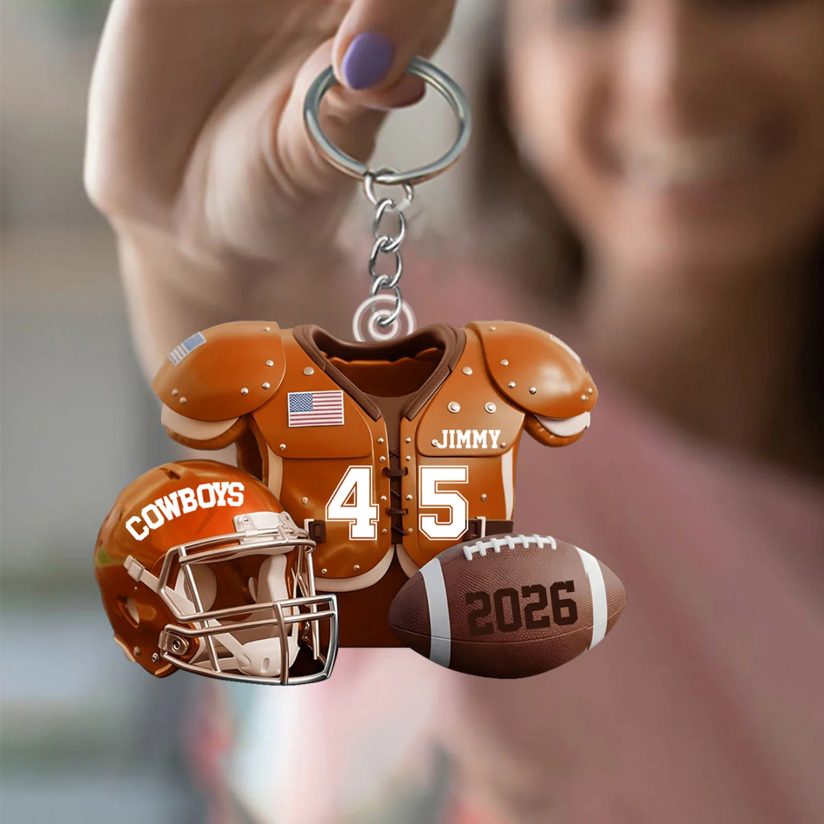 Football Season - Personalized Football Keychain - Image 3