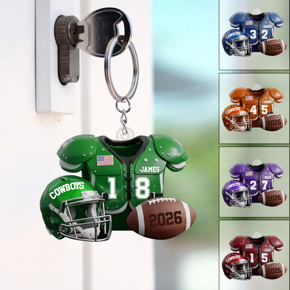 Football Season - Personalized Football Keychain - Image 4