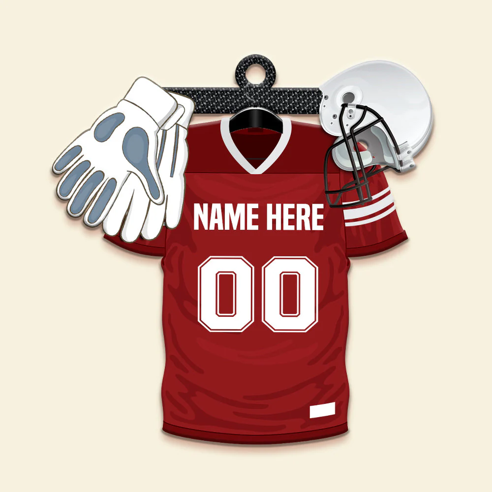 Football Uniform Helmet Gloves Personalized Christmas Ornament Gift For Football Players - Image 3