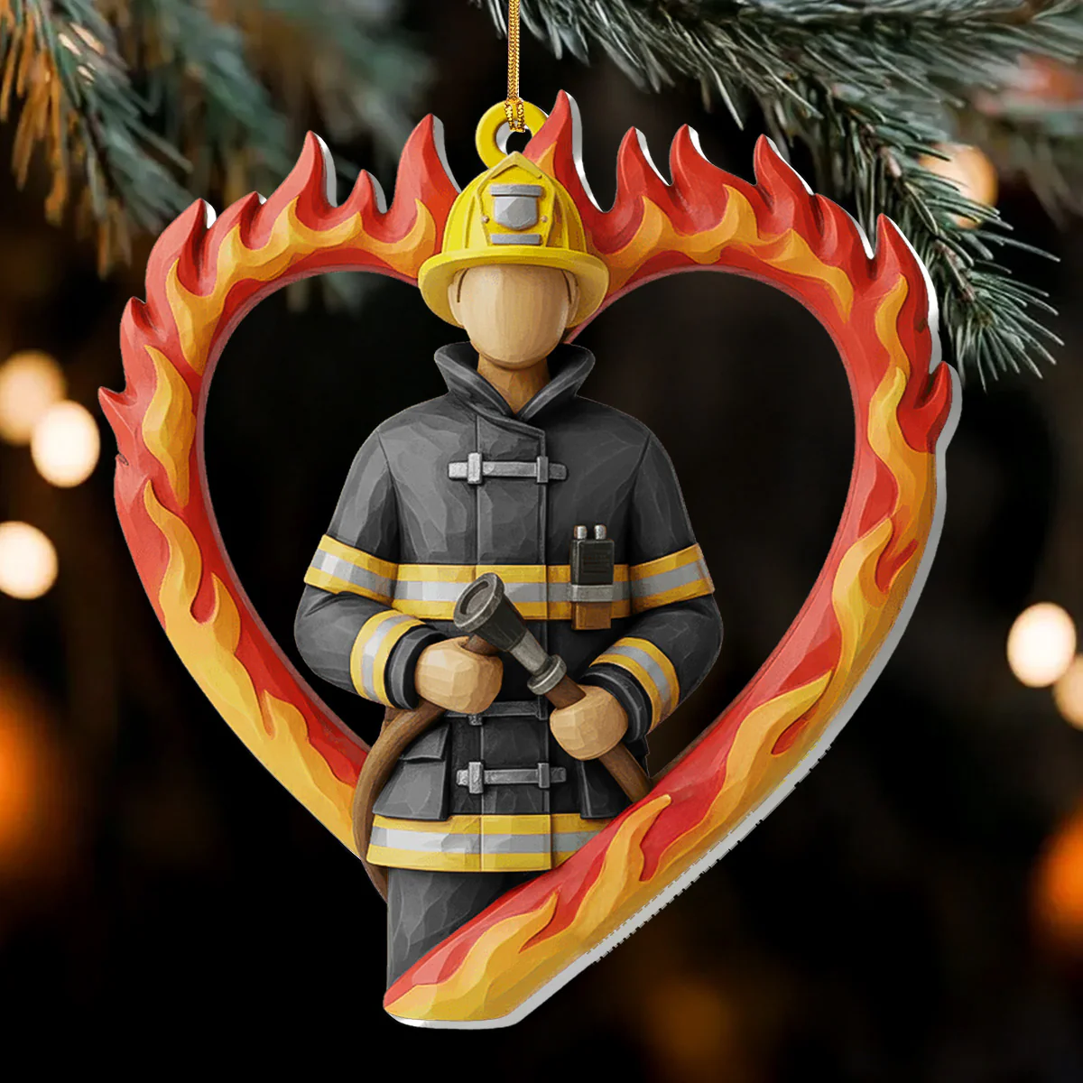 For A Brave Firefighter - Personalized Acrylic Ornament - Image 2