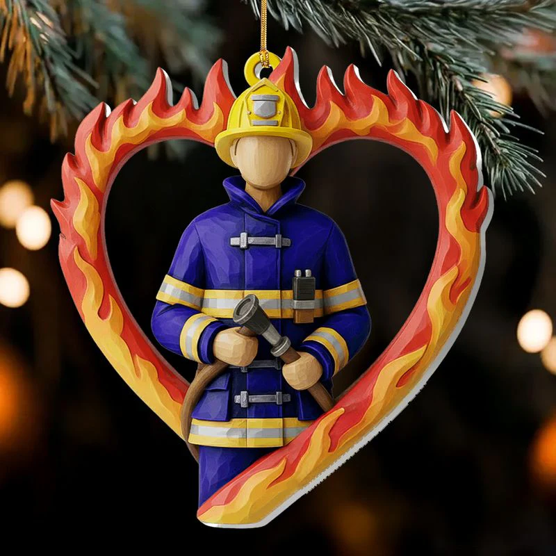 For A Brave Firefighter - Personalized Acrylic Ornament - Image 3