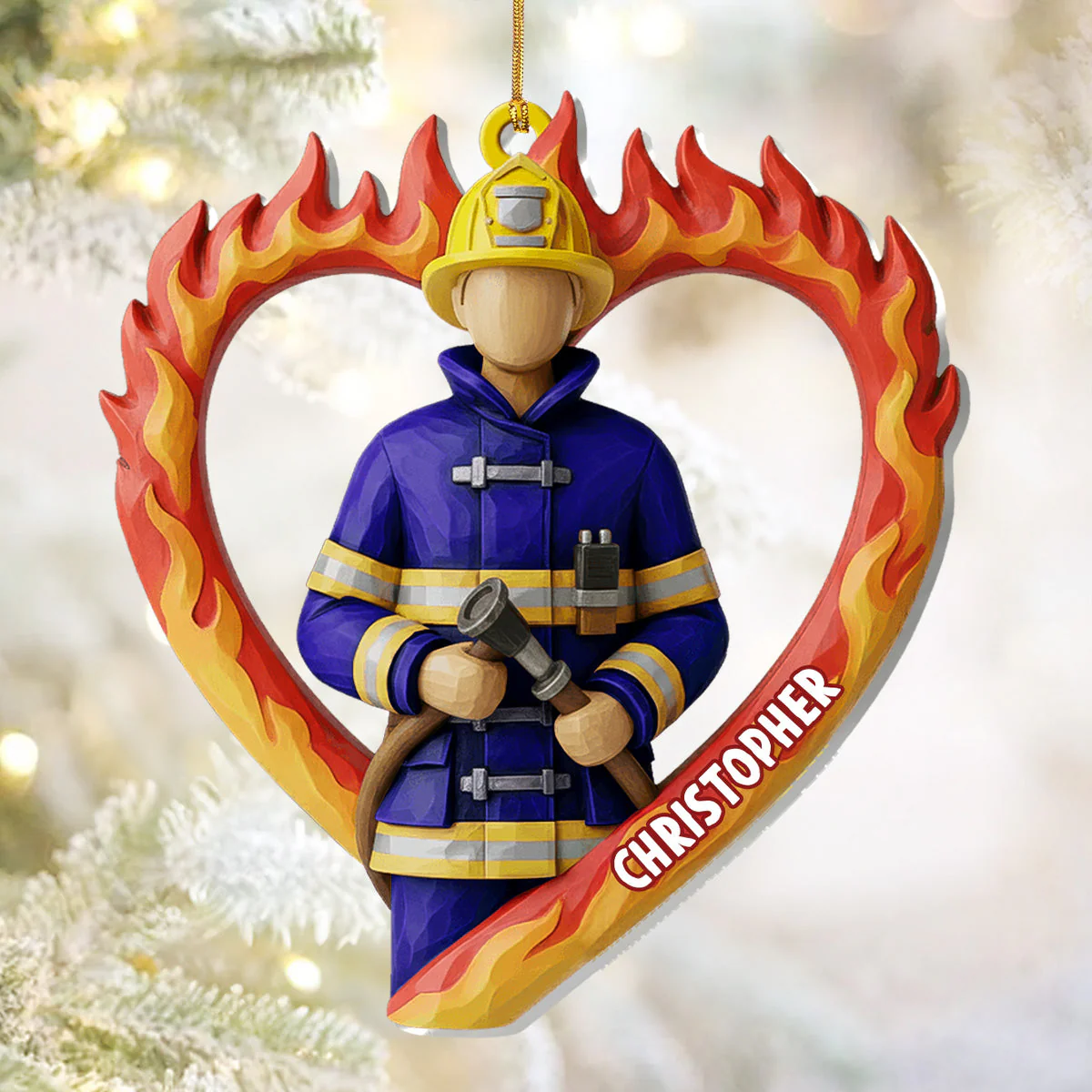For A Brave Firefighter - Personalized Acrylic Ornament - Image 4