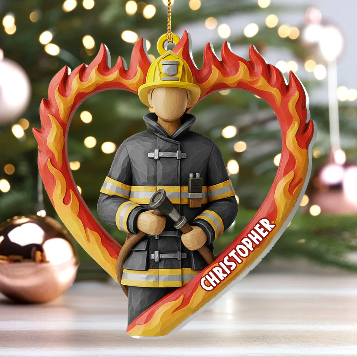For A Brave Firefighter - Personalized Acrylic Ornament - Image 5