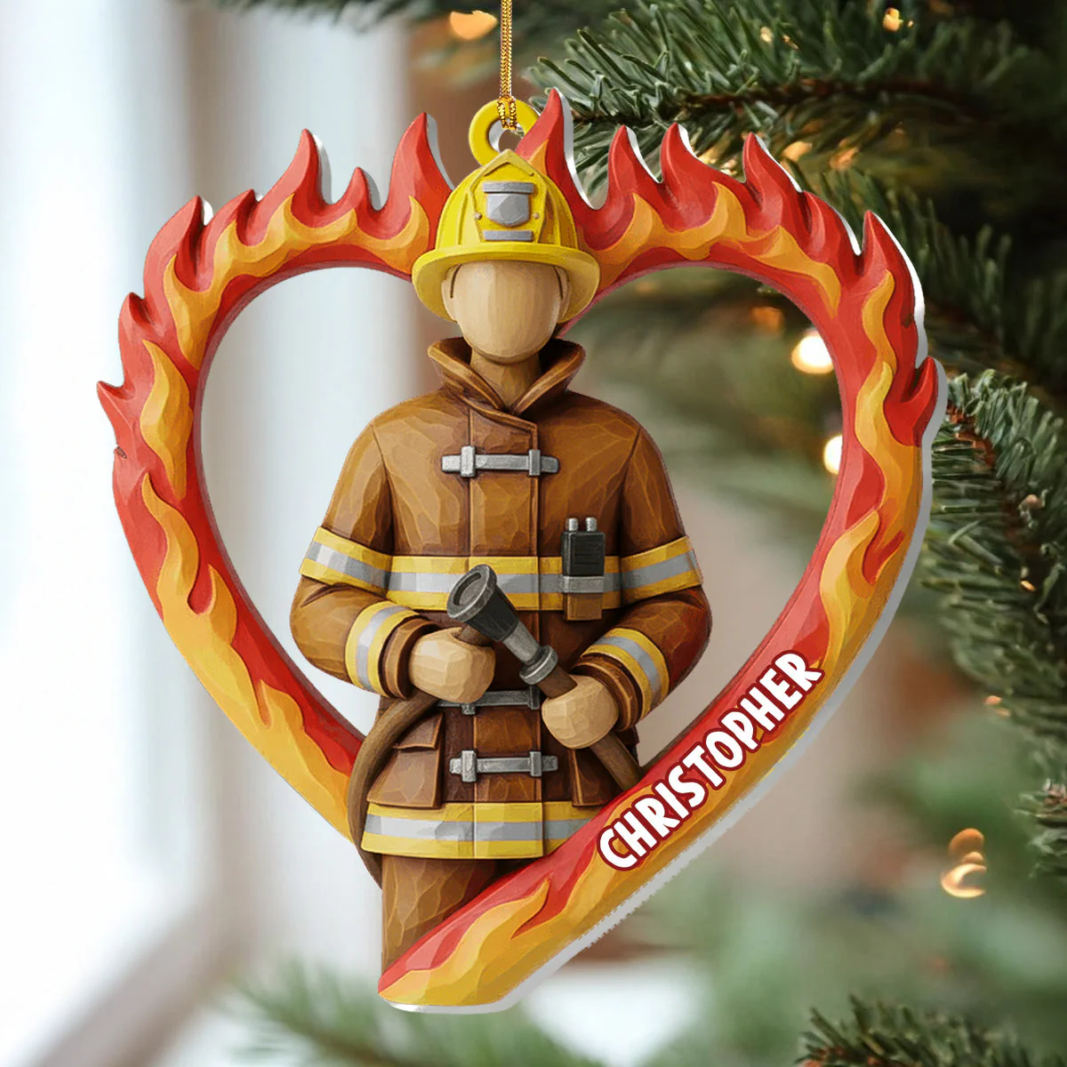 For A Brave Firefighter - Personalized Acrylic Ornament - Image 6