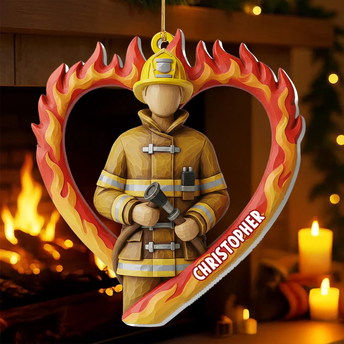 For A Brave Firefighter - Personalized Acrylic Ornament - Image 7