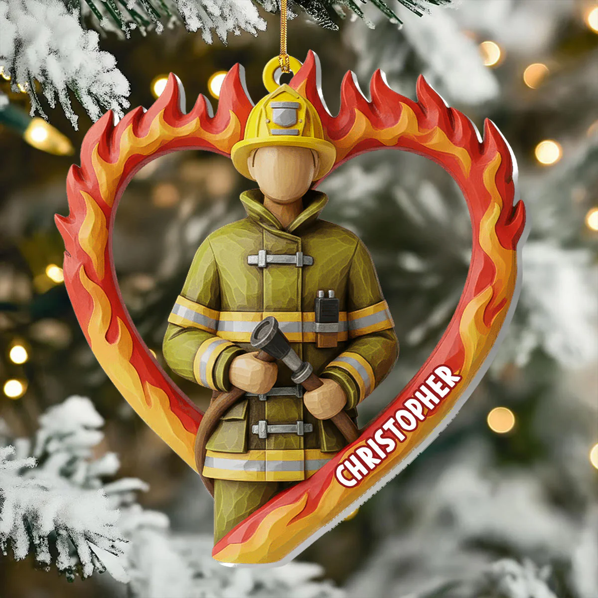 For A Brave Firefighter - Personalized Acrylic Ornament - Image 8