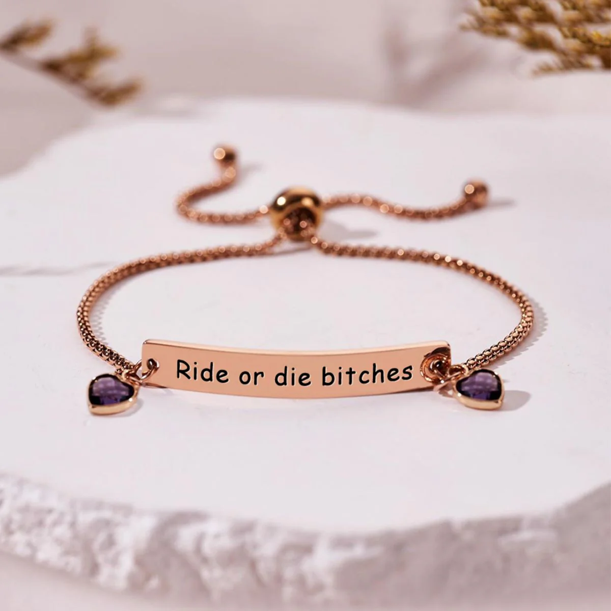 For Friend/Sister/ Bestie - Personalized Birthstones Heart Bracelet - Image 2