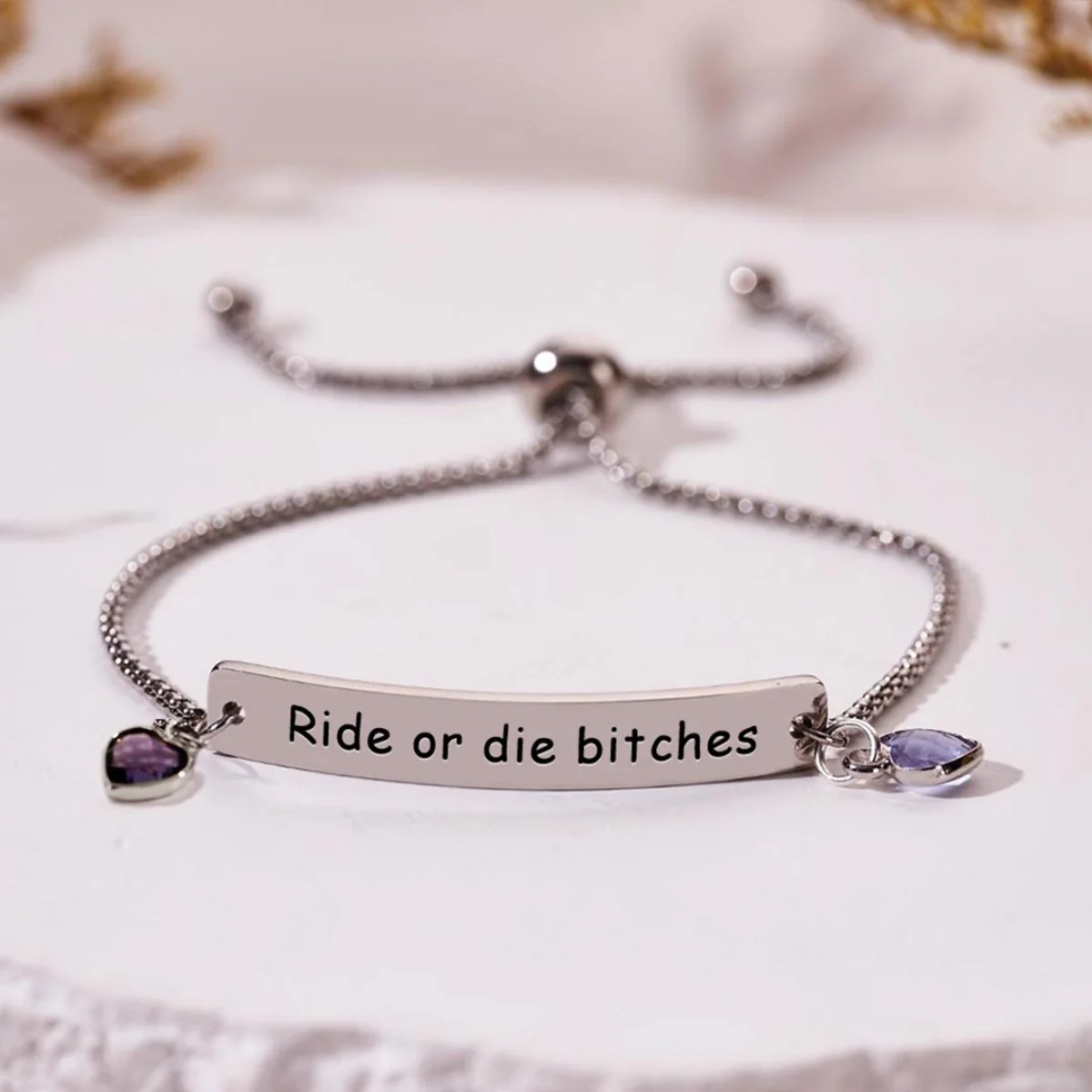 For Friend/Sister/ Bestie - Personalized Birthstones Heart Bracelet - Image 3