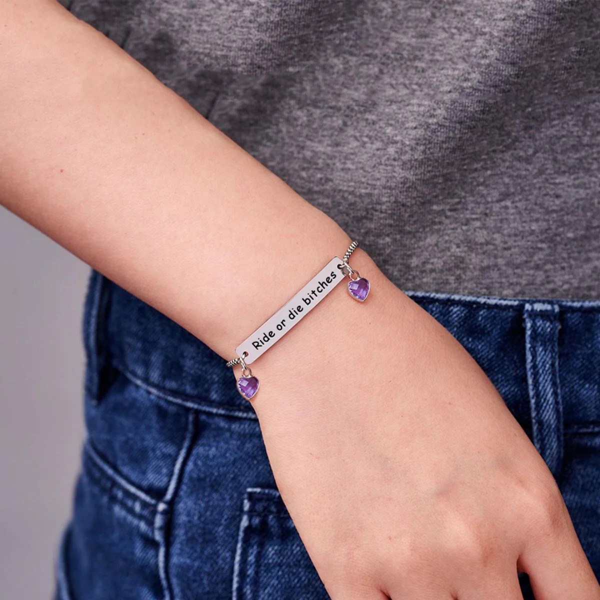 For Friend/Sister/ Bestie - Personalized Birthstones Heart Bracelet - Image 4