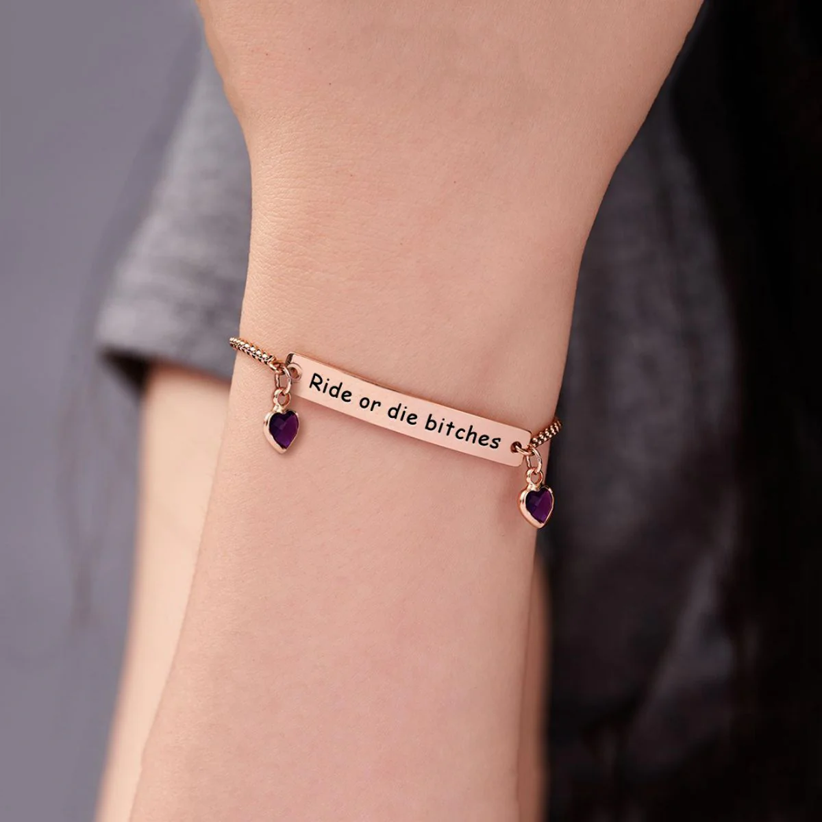 For Friend/Sister/ Bestie - Personalized Birthstones Heart Bracelet - Image 5