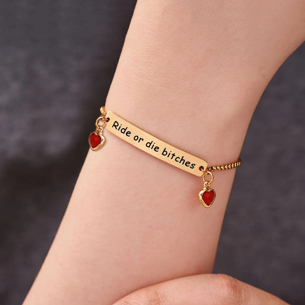 For Friend/Sister/ Bestie - Personalized Birthstones Heart Bracelet - Image 6