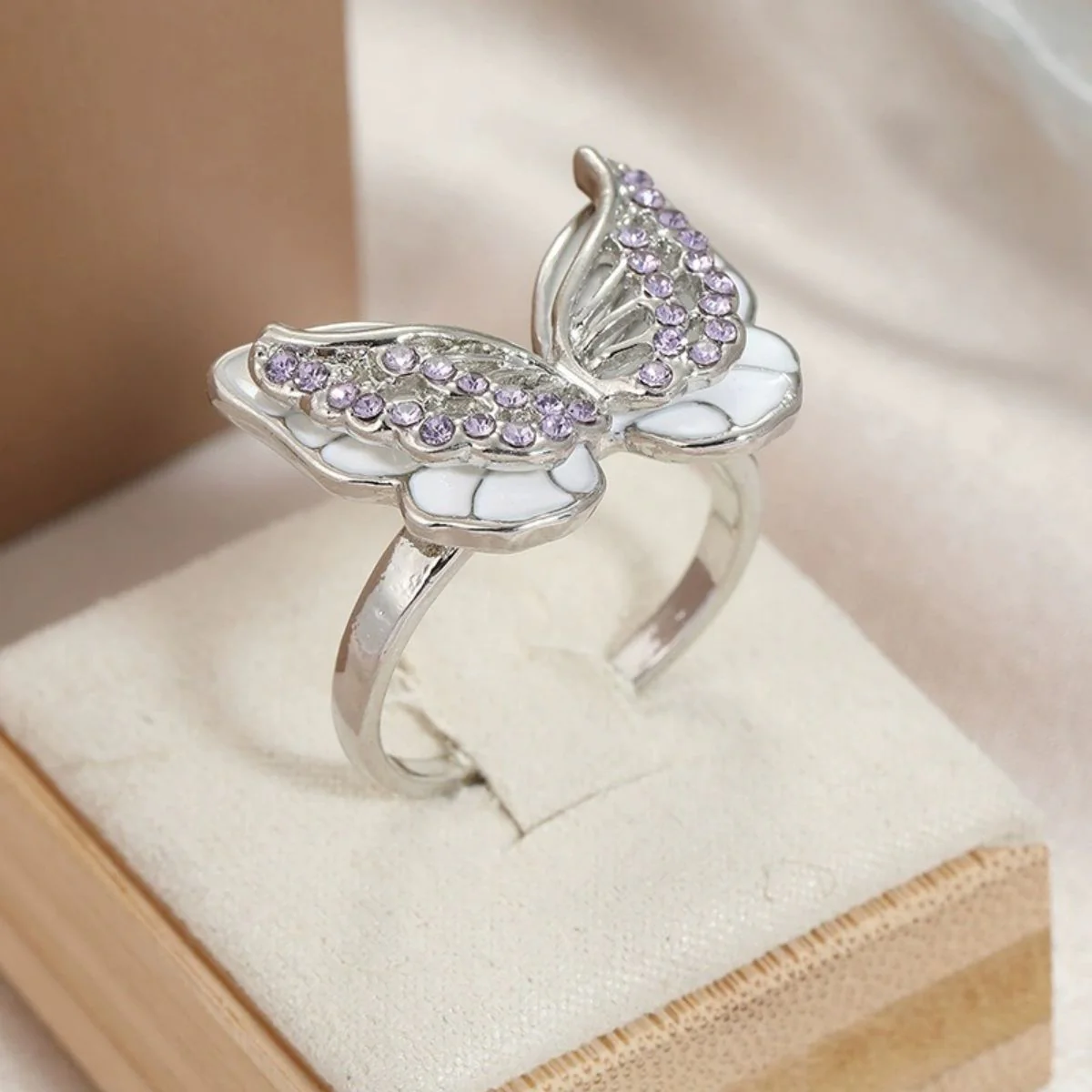 For Memorial - Those We Love Fly with Us Diamond Double Butterfly Ring - Image 12