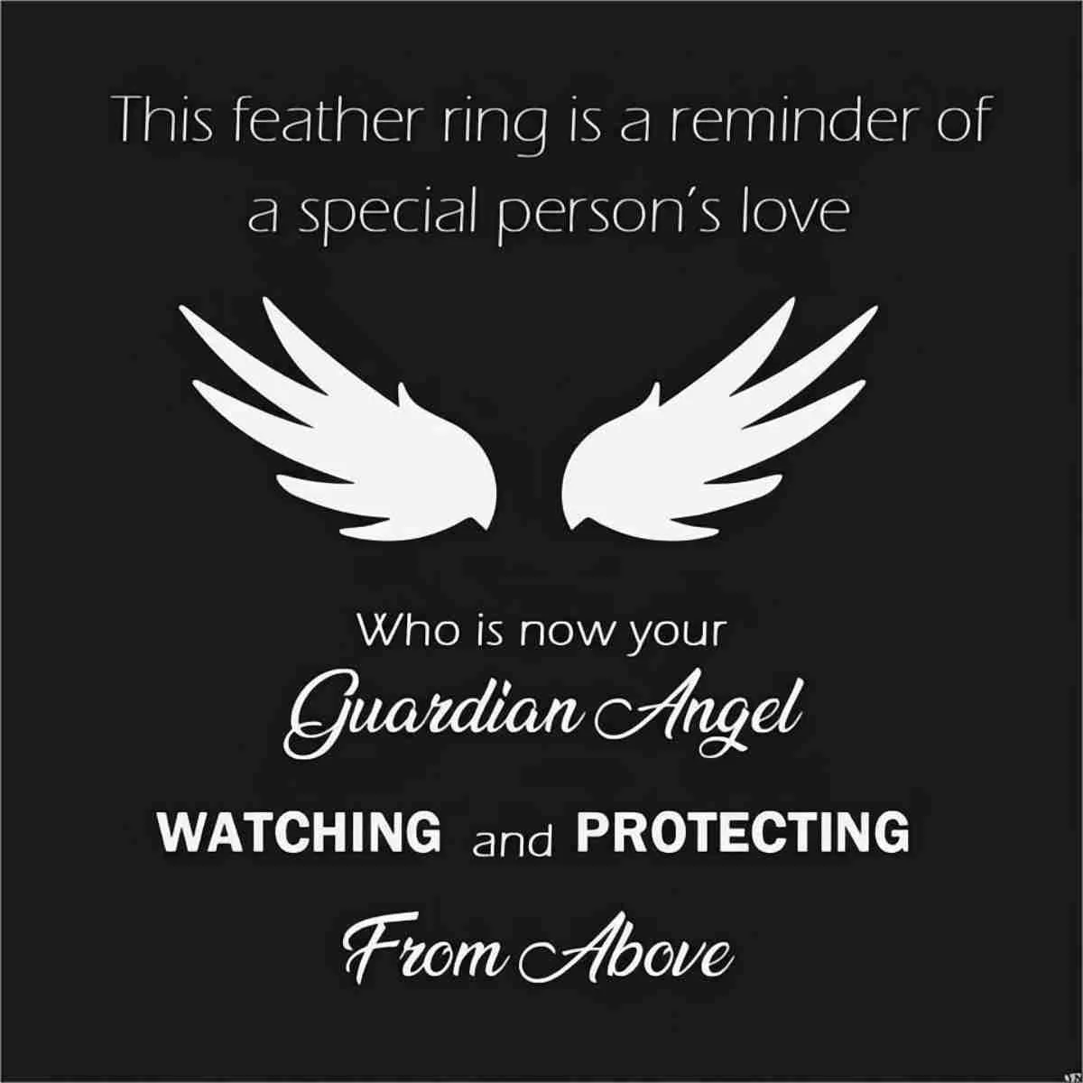 For Memorial- Your Guardian Angel Watching and Protecting Feather Turquoise Ring - Image 13