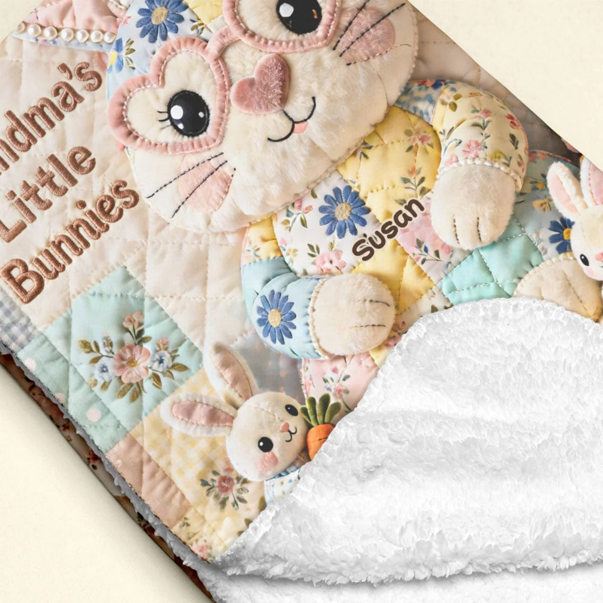For Mom, With Love - Personalized Easter Blanket with Bunnies - Image 5