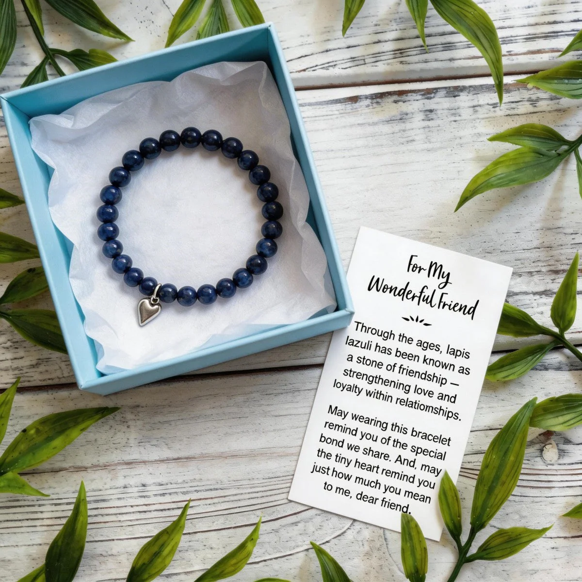 For My Wonderful Friend Bracelet, Lapis Friendship Bracelet With Card, Ladies Bracelet - Image 2