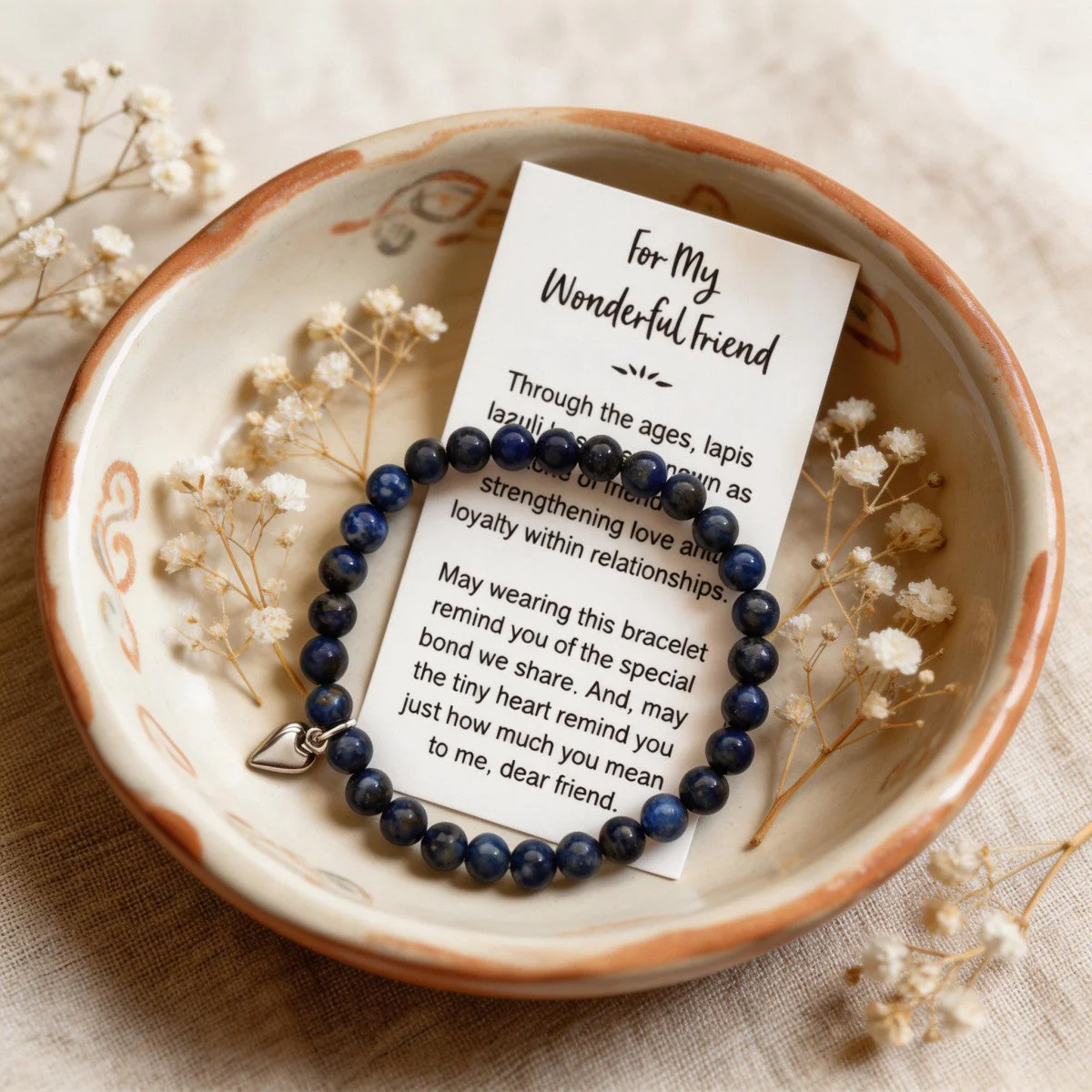 For My Wonderful Friend Bracelet, Lapis Friendship Bracelet With Card, Ladies Bracelet - Image 6
