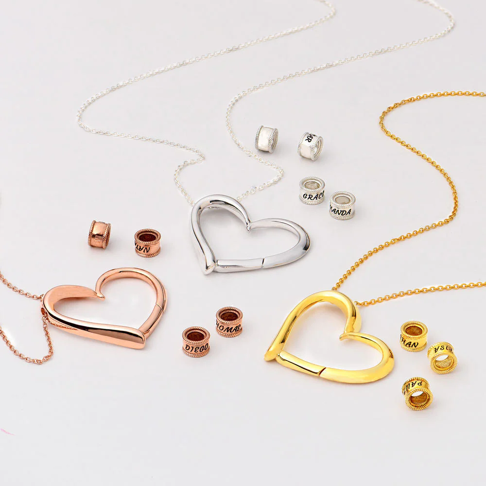 For The Greatest Mother-Mother Heart Necklace With Custom Name Beads - Image 6