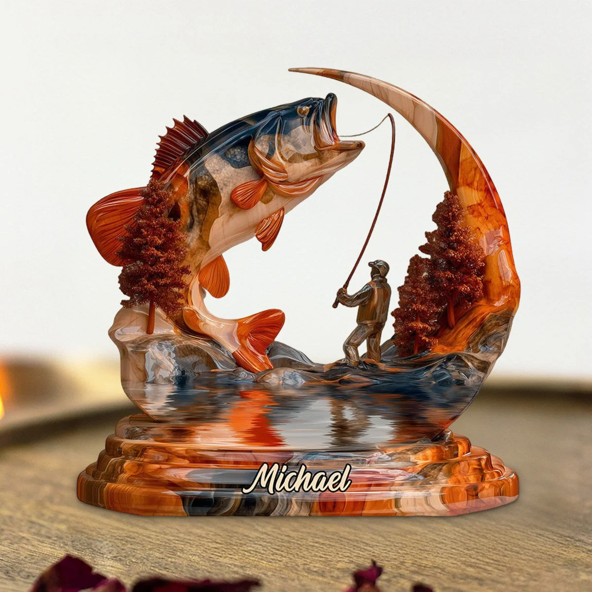Forever Fishing Memory - Personalized Fishing Custom Shaped Acrylic Plaque - Image 4