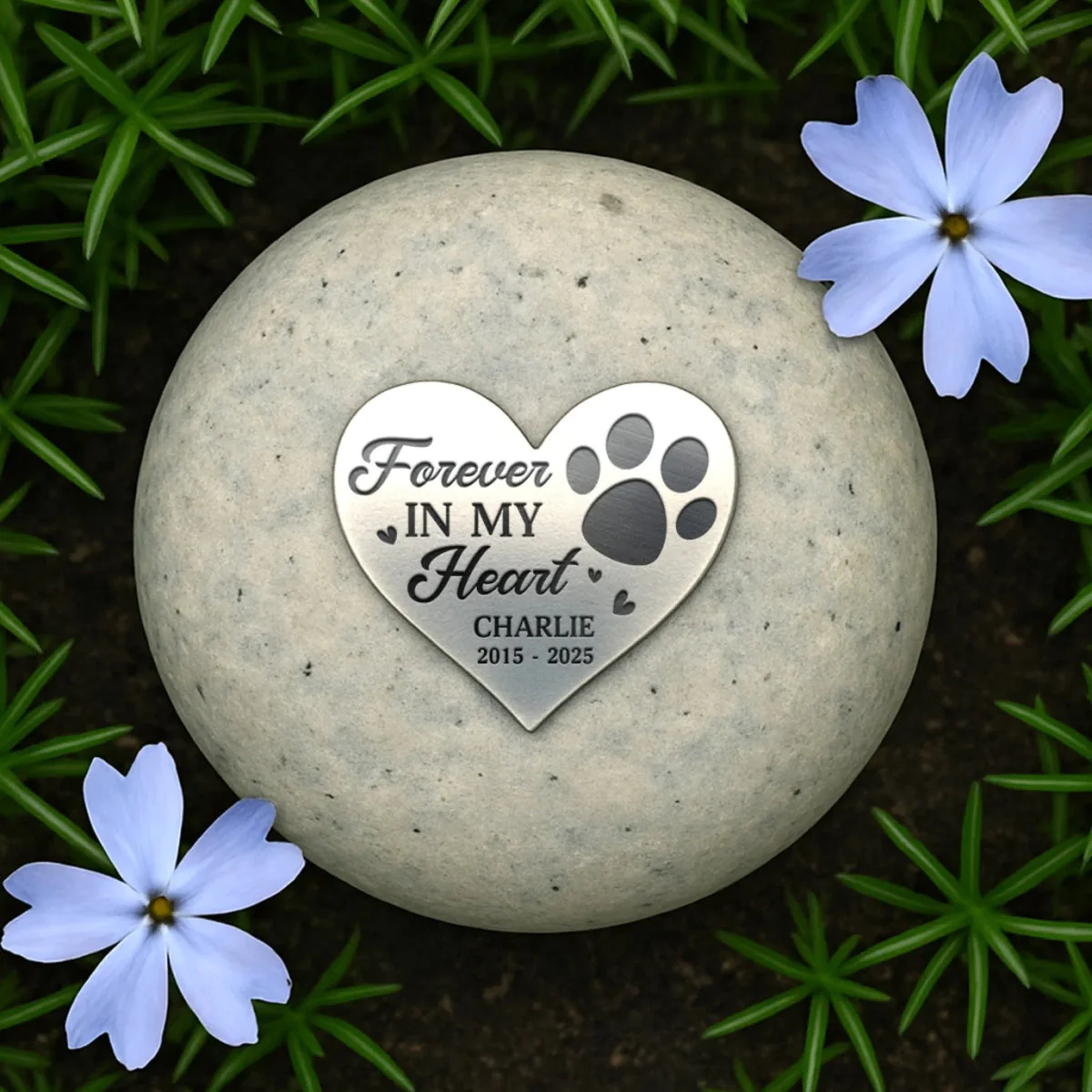 Forever In My Heart - Memorial Personalized Stone With Metal Heart Element Gift For Pet Lovers - Image 2