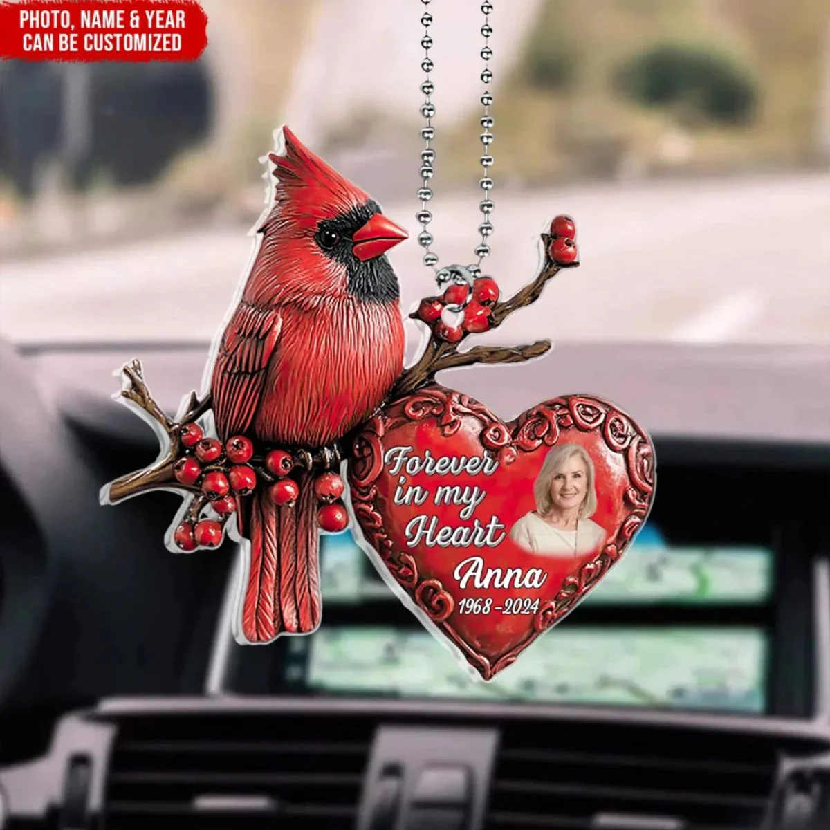 Forever In My Heart - Personalized Acrylic Car Ornament - Image 3