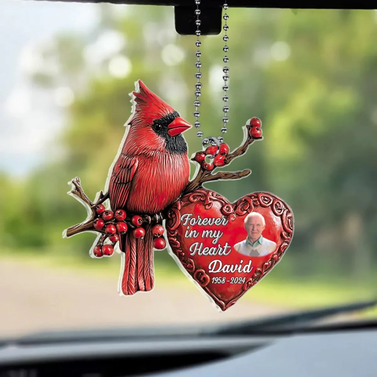Forever In My Heart - Personalized Acrylic Car Ornament - Image 4