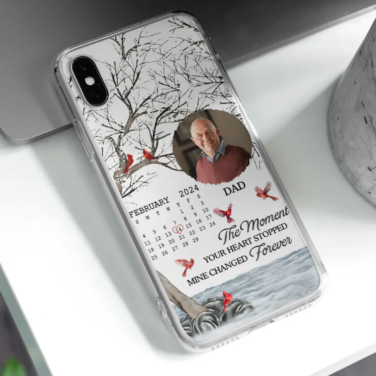 Forever In My Heart - Personalized Cardinal Memorial Phone Case - Image 2