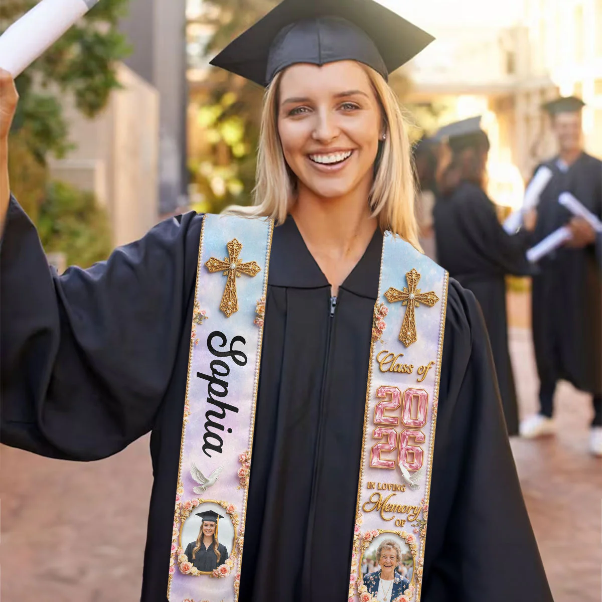 Forever In My Heart - Personalized Custom Graduation Stole - Image 2