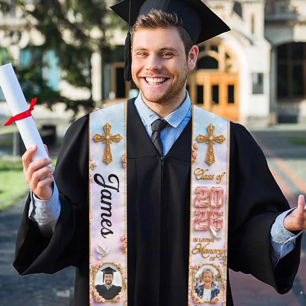 Forever In My Heart - Personalized Custom Graduation Stole - Image 3