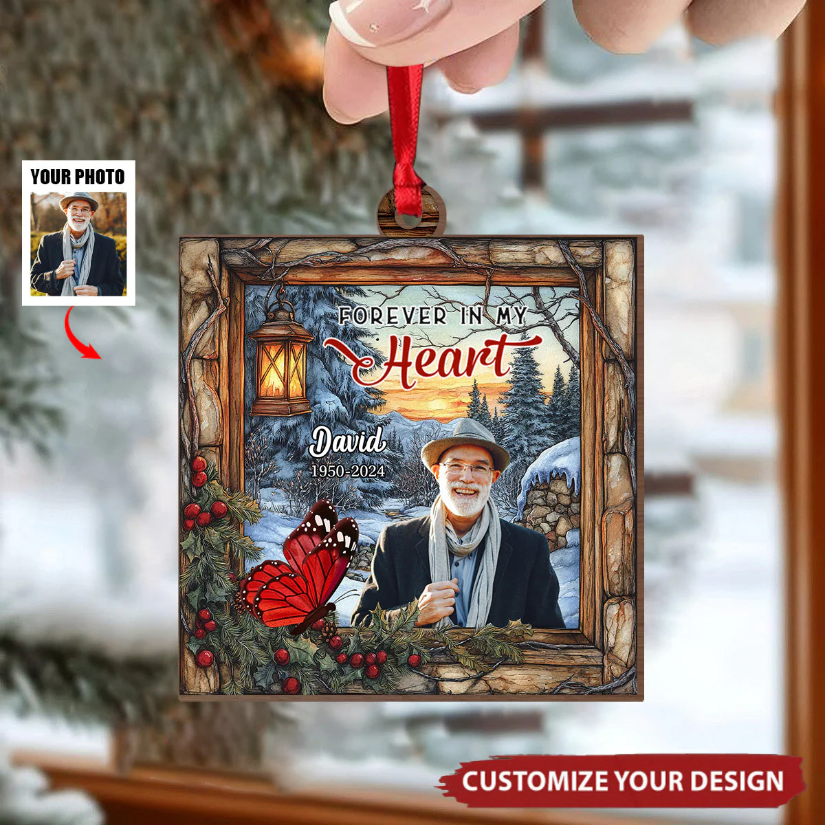 Forever in my Heart Personalized Wooden Memorial Ornament - Image 3