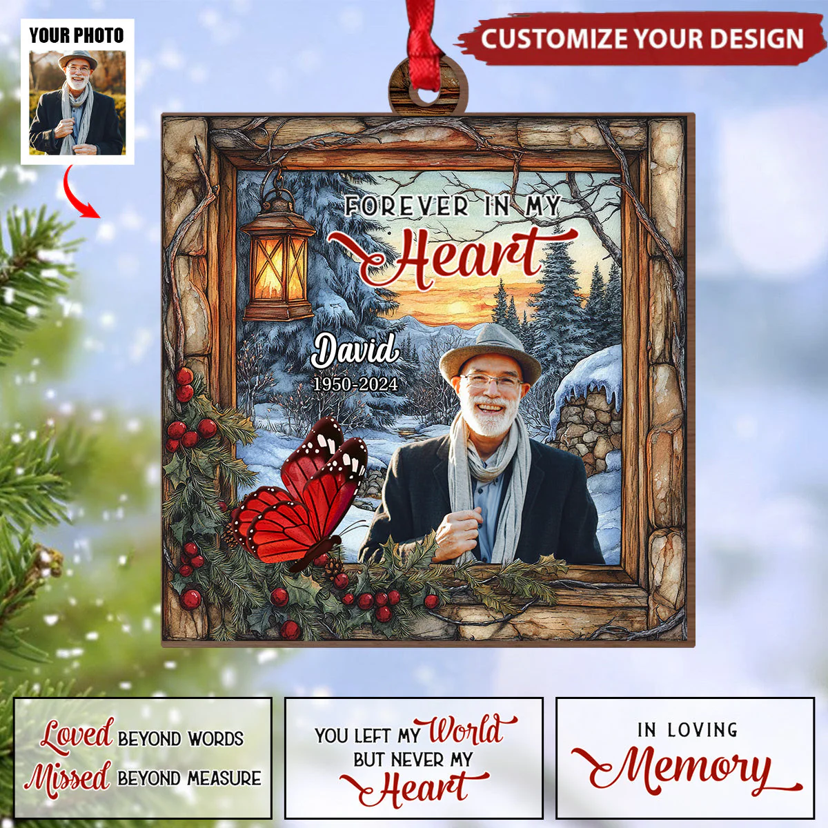 Forever in my Heart Personalized Wooden Memorial Ornament - Image 4