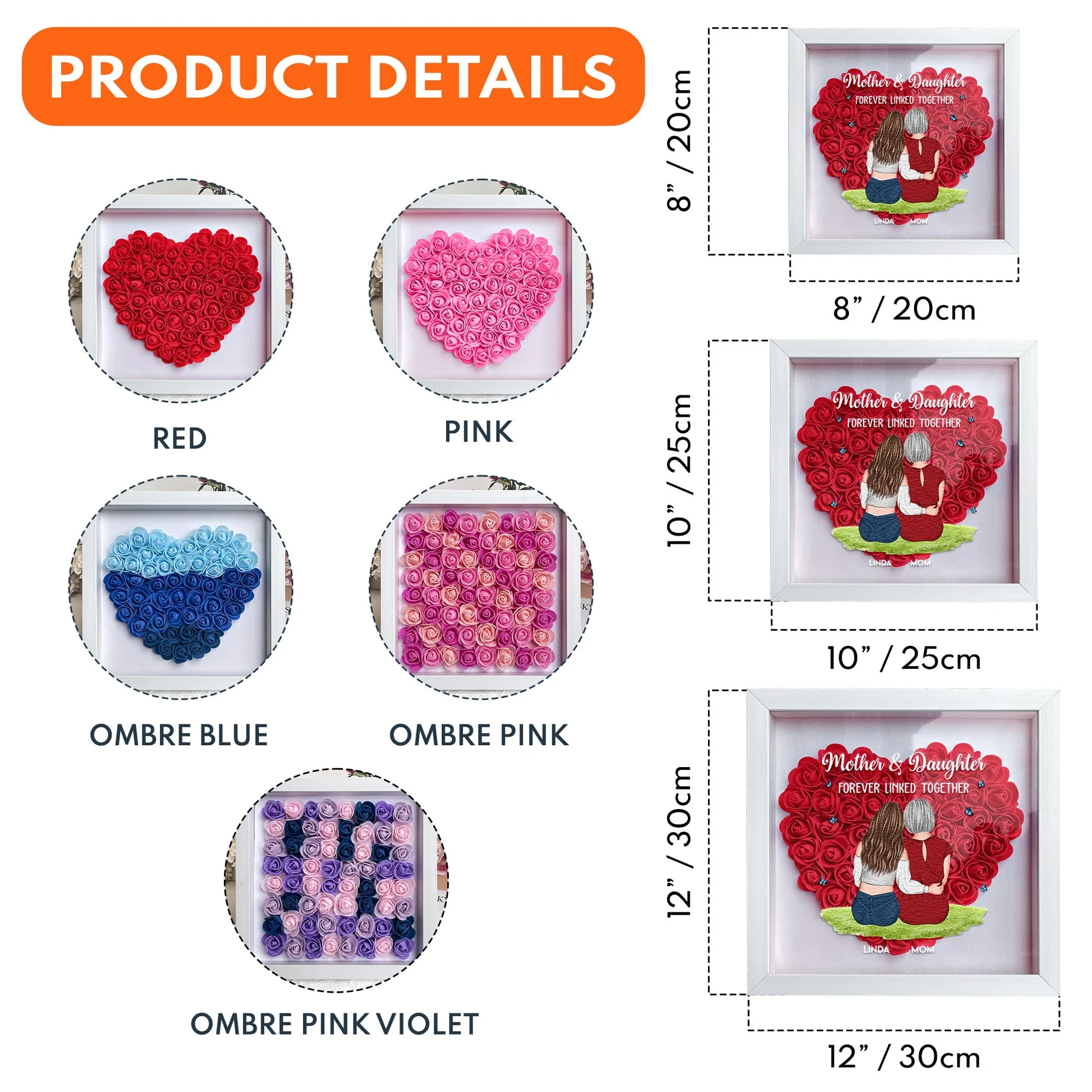 Forever Linked Together - Personalized Flower Shadow Box Gift For Mother & Daughter - Image 7