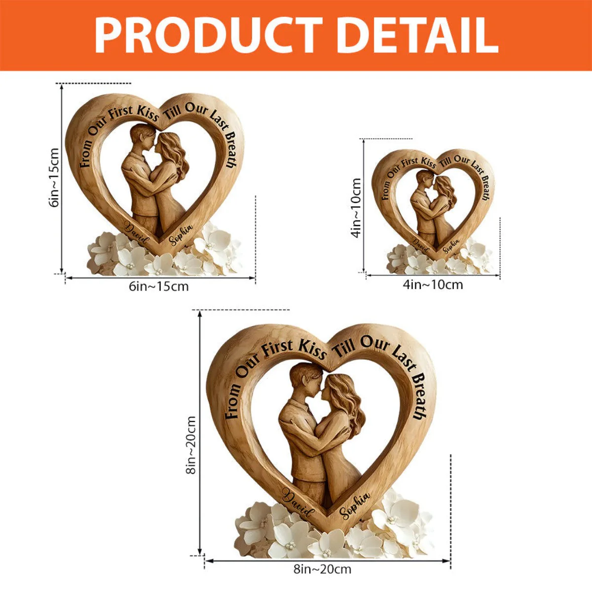 From First Kiss to Everlasting Love - Personalized Couple Custom Shaped Acrylic Plaque - Image 6