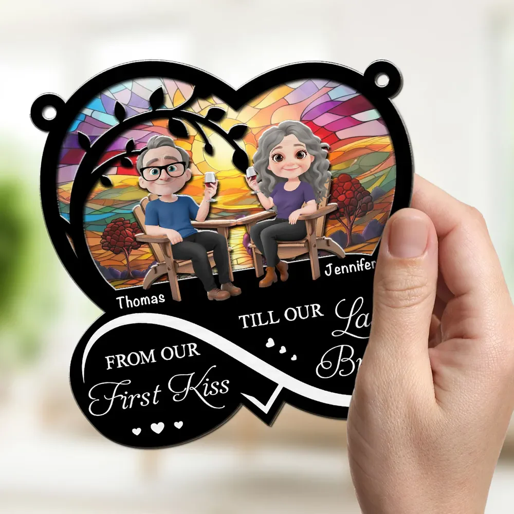 From Our First Kiss - Personalized Couple Window Suncatcher Ornament - Image 4