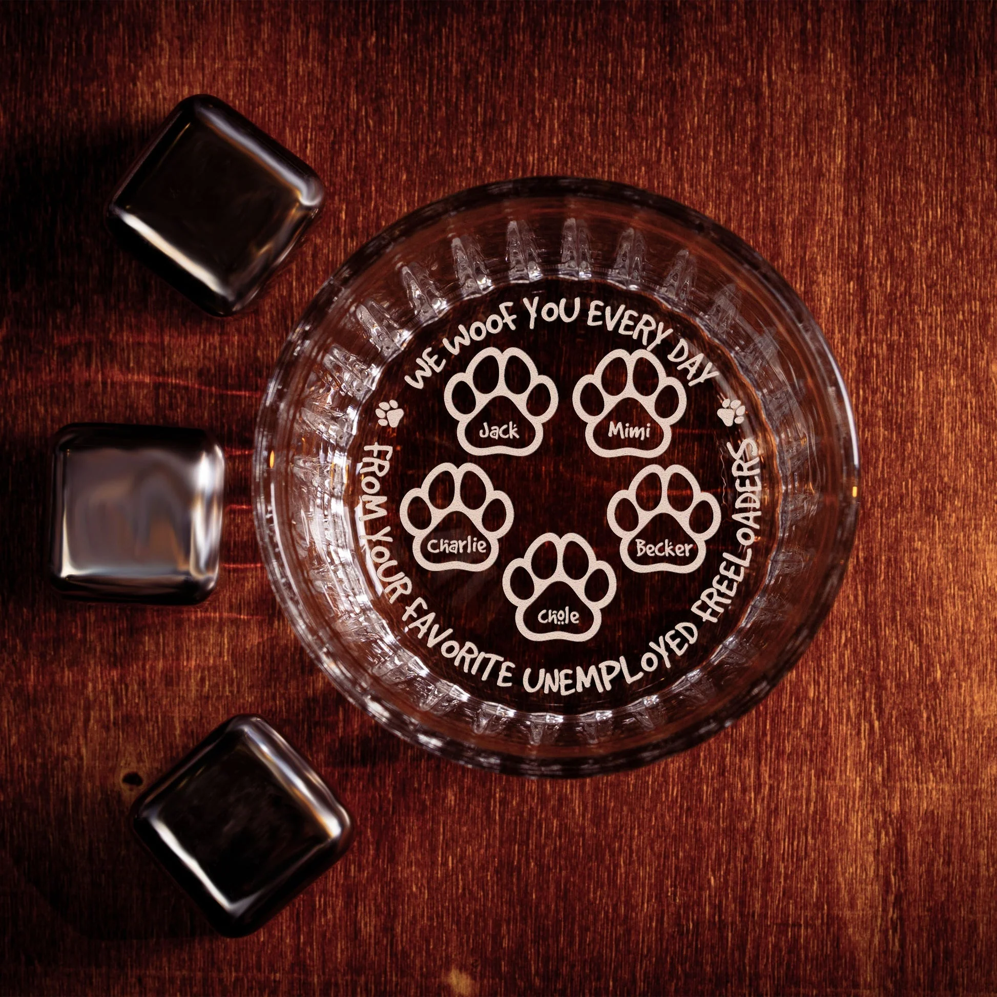 From Your Favorite Unemployed Freeloader Dog Dad - Personalized Whiskey Glass - Image 3