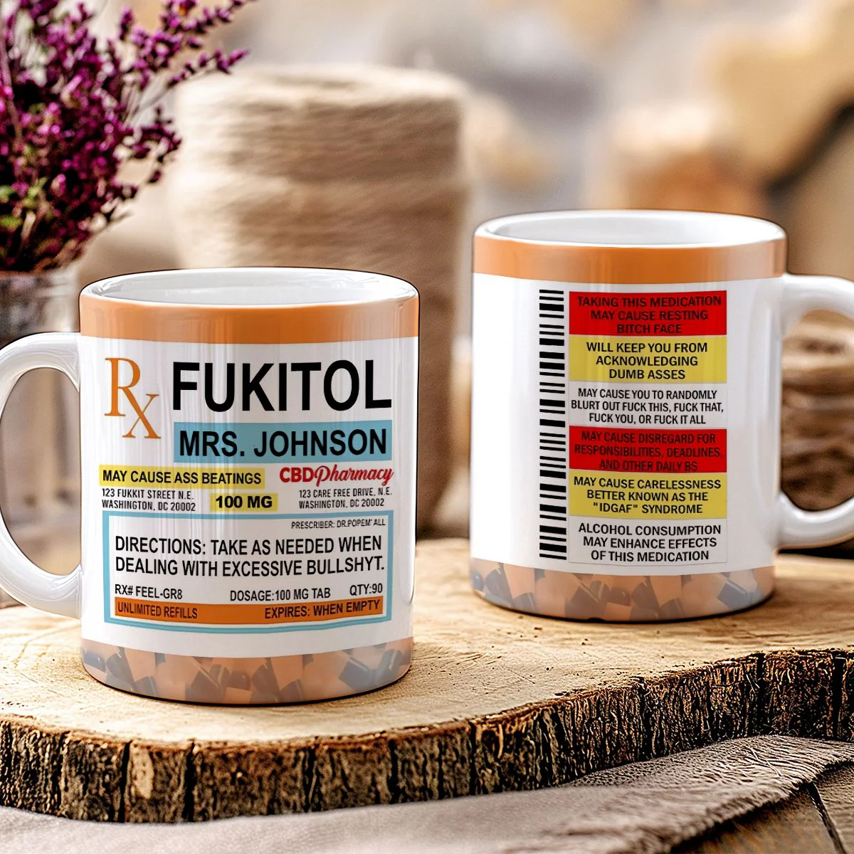 Fukitol Rx Prescription For Recharging Your Mind And Soul - Personalized Custom Mug For Friend, Sisters, Family Members, Coworkers - Image 2