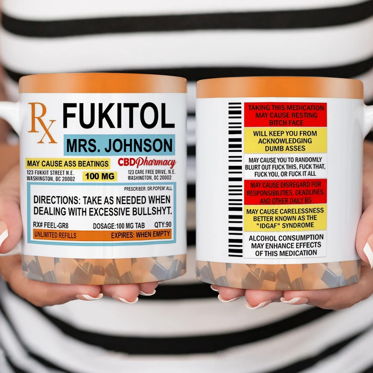 Fukitol Rx Prescription For Recharging Your Mind And Soul - Personalized Custom Mug For Friend, Sisters, Family Members, Coworkers - Image 3