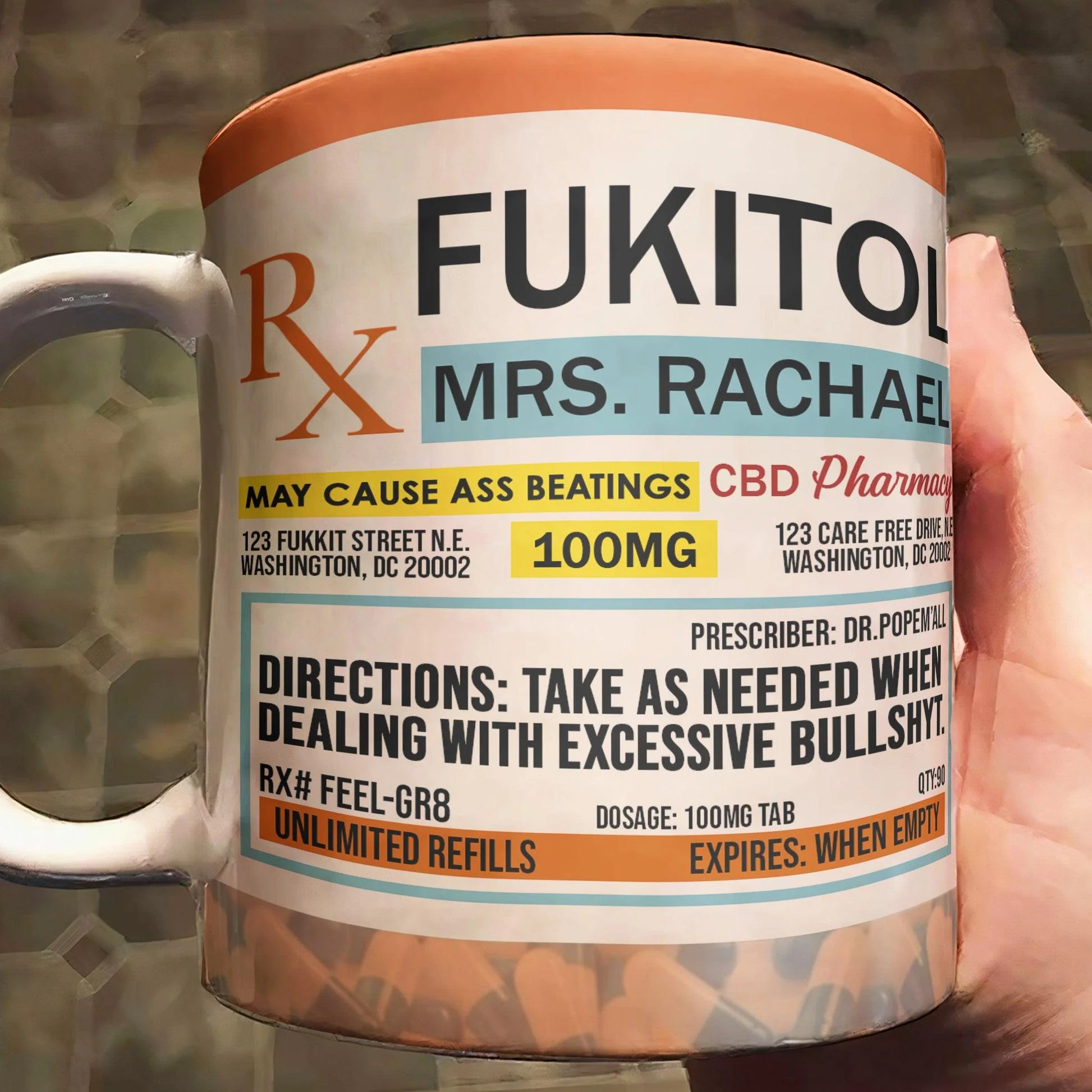 Fukitol Rx Prescription For Recharging Your Mind And Soul - Personalized Custom Mug For Friend, Sisters, Family Members, Coworkers - Image 4