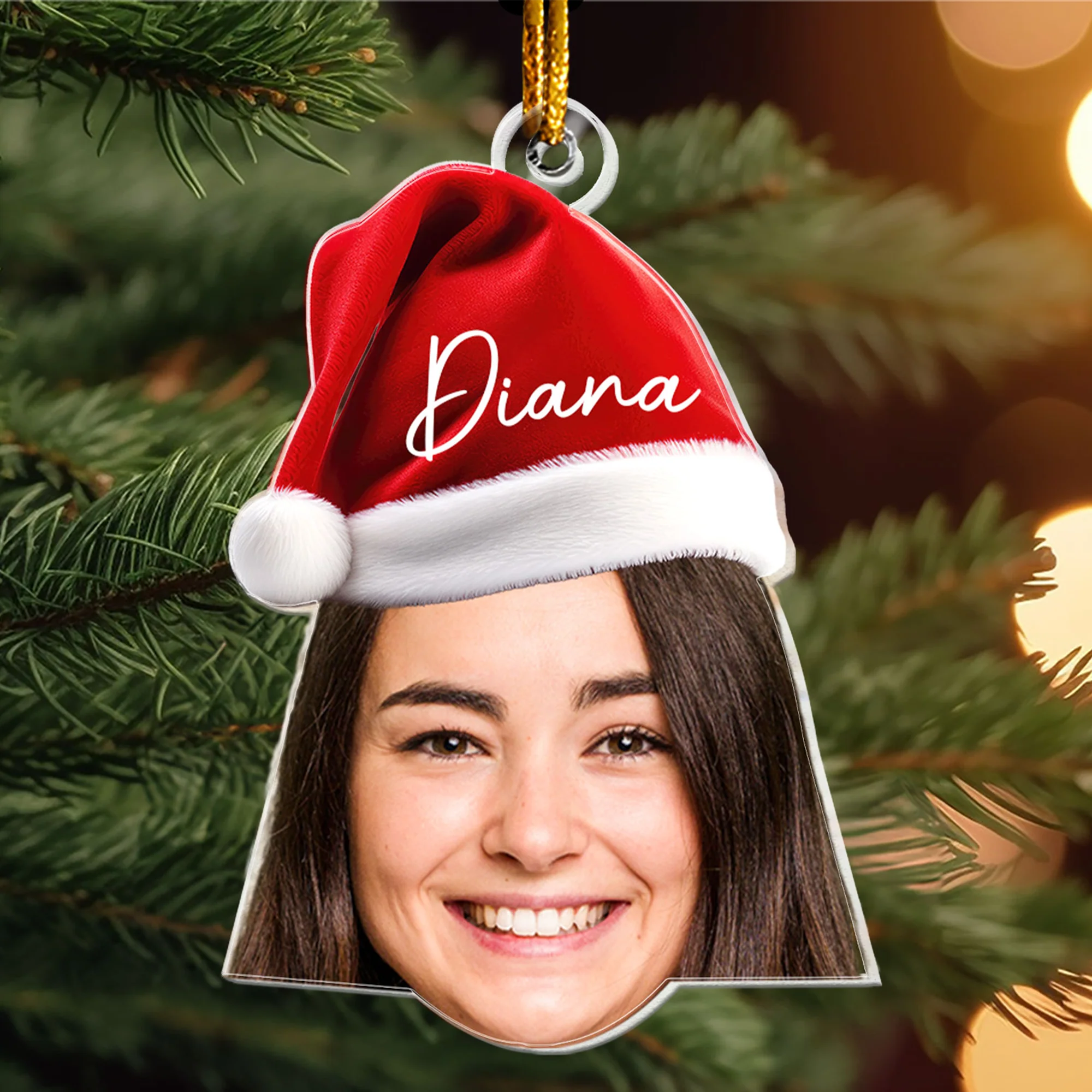 Funny Christmas Face Personalized Christmas Hat Photo Ornament - Image 3