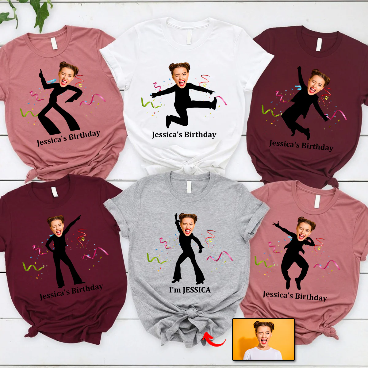Funny Custom Face stick figures Birthday Party Group Personalized T-Shirt - Image 2