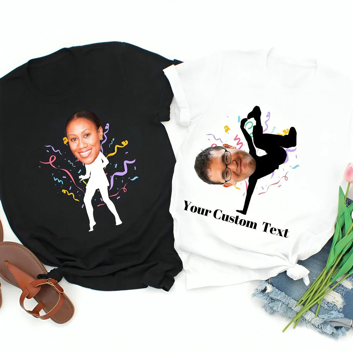 Funny Custom Face stick figures Birthday Party Group Personalized T-Shirt - Image 5