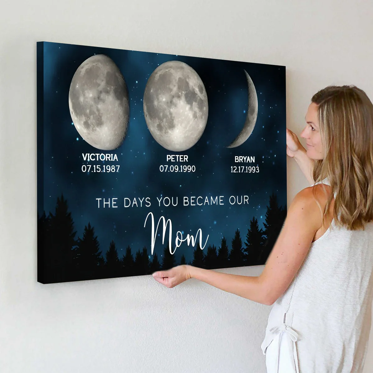 Galaxy Night The Days You Became Our Mom Birthday Moon Phase Personalized Poster, A Heartfelt Gift for Mom’s Birthday - Image 3