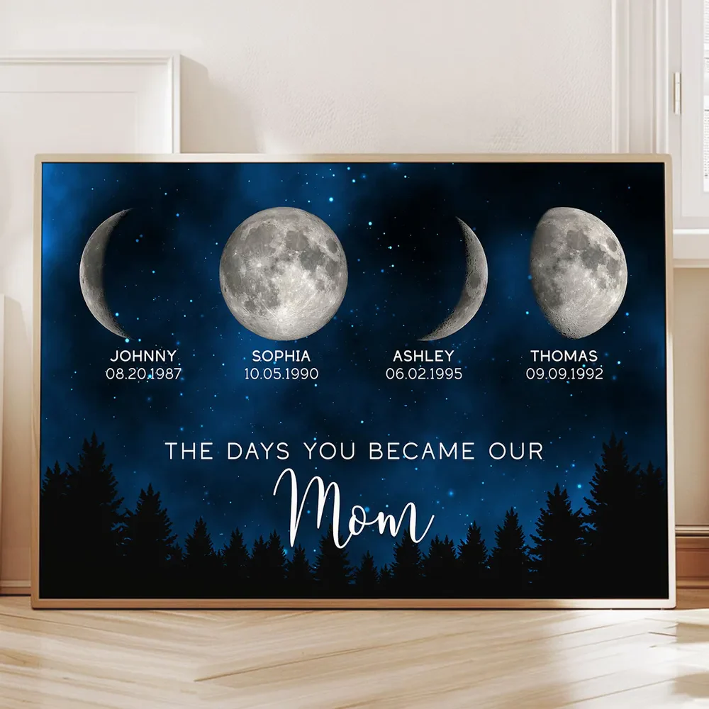 Galaxy Night The Days You Became Our Mom Birthday Moon Phase Personalized Poster, A Heartfelt Gift for Mom’s Birthday - Image 6