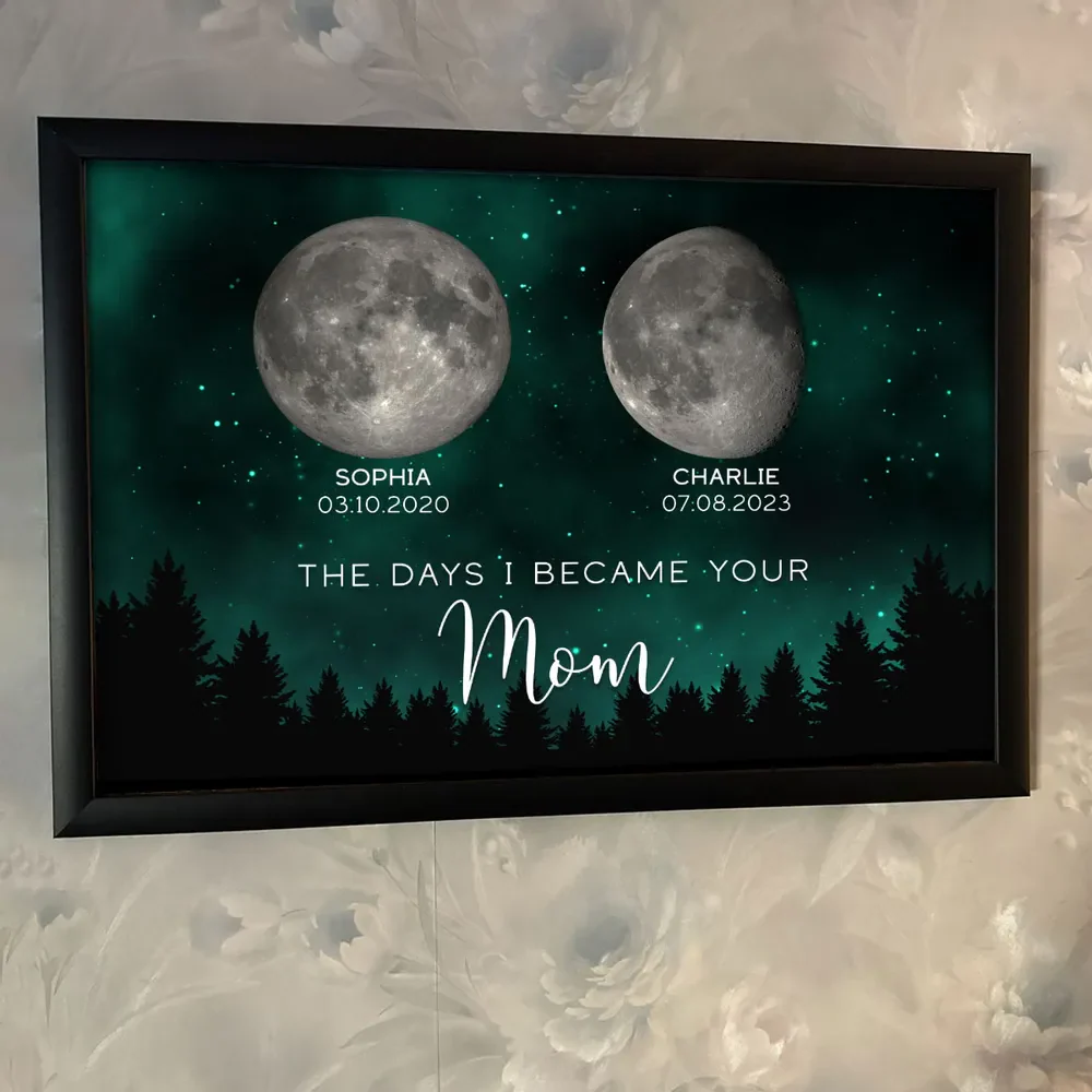 Galaxy Night The Days You Became Our Mom Birthday Moon Phase Personalized Poster, A Heartfelt Gift for Mom’s Birthday - Image 8