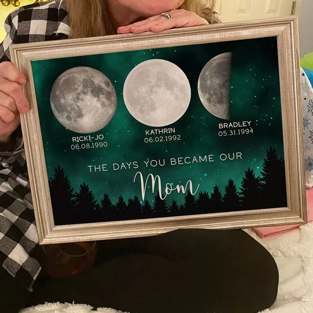 Galaxy Night The Days You Became Our Mom Birthday Moon Phase Personalized Poster, A Heartfelt Gift for Mom’s Birthday - Image 9