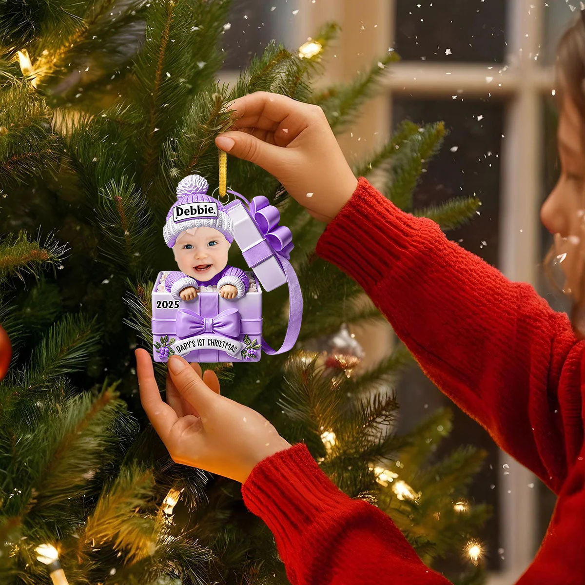 Gift Box Baby - Personalized Acrylic Ornament - Image 2