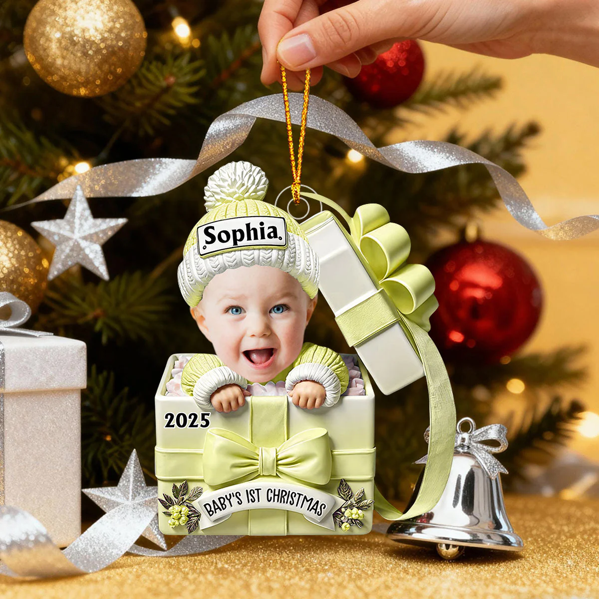 Gift Box Baby - Personalized Acrylic Ornament - Image 4