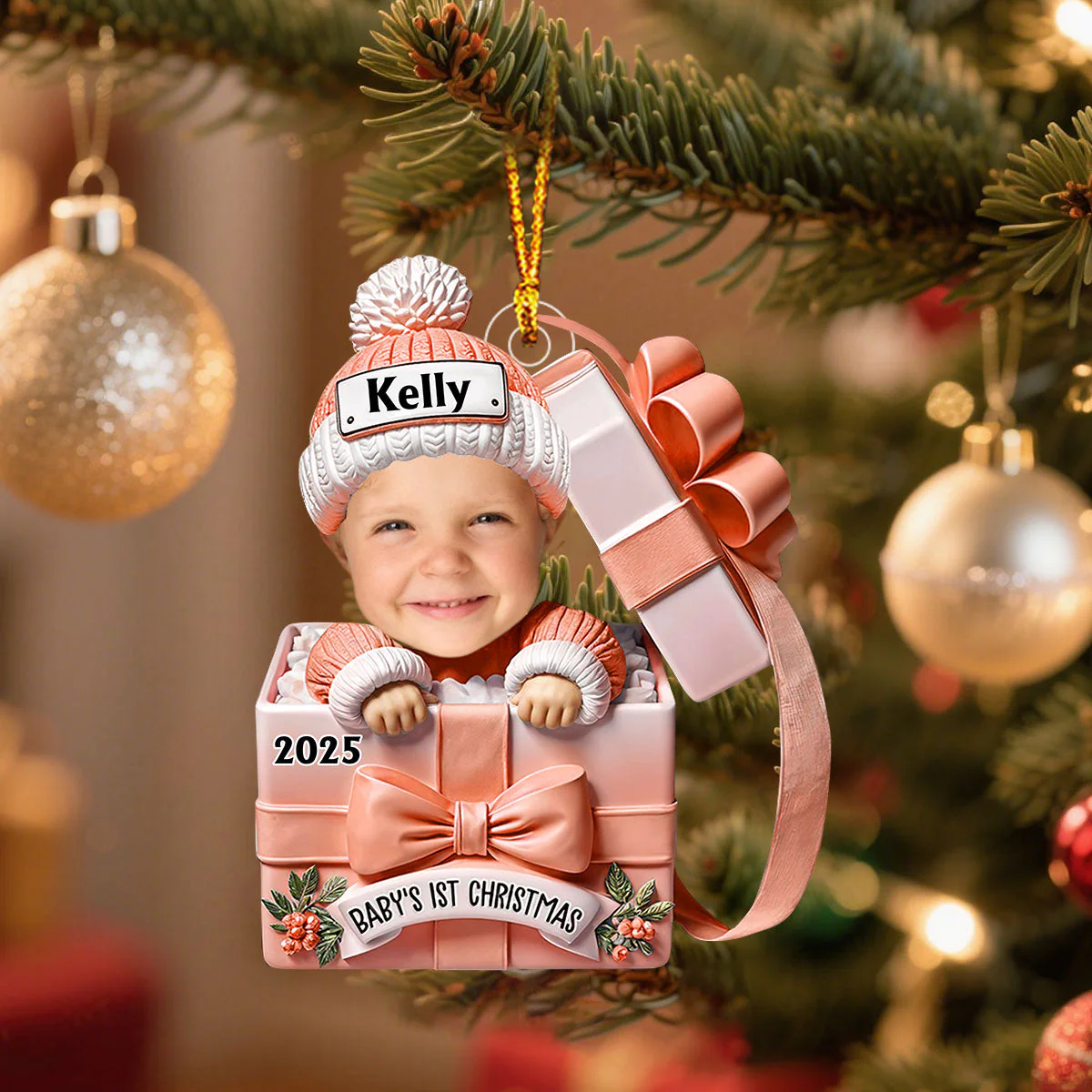 Gift Box Baby - Personalized Acrylic Ornament - Image 5