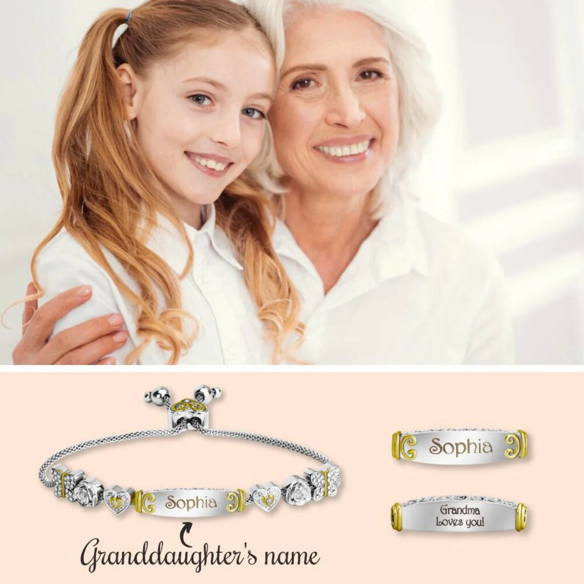 Gift for Daughter/Granddaughter - Personalized Name Heart Bolo Bracelet - Image 5