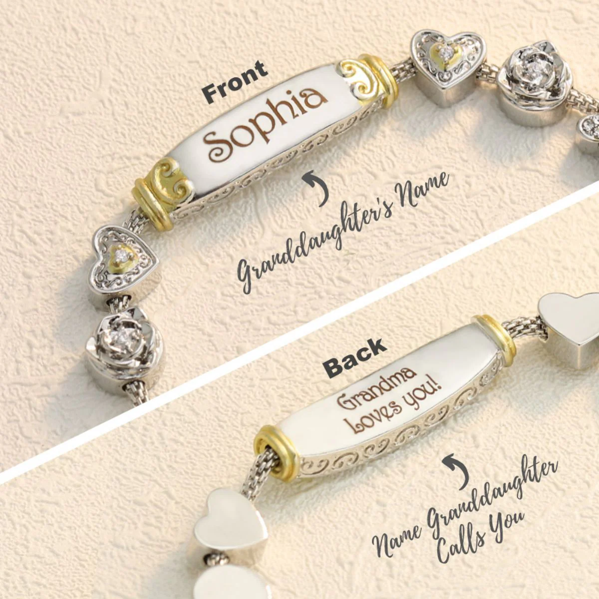 Gift for Daughter/Granddaughter - Personalized Name Heart Bolo Bracelet - Image 8