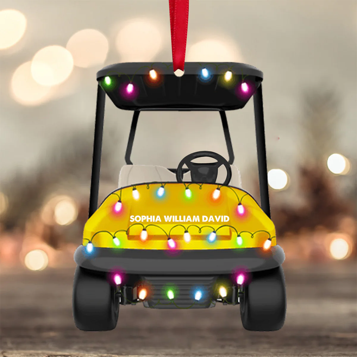 Gift for Golfers - Driving A Golf Cart Personalized Christmas Acrylic Ornament - Image 3